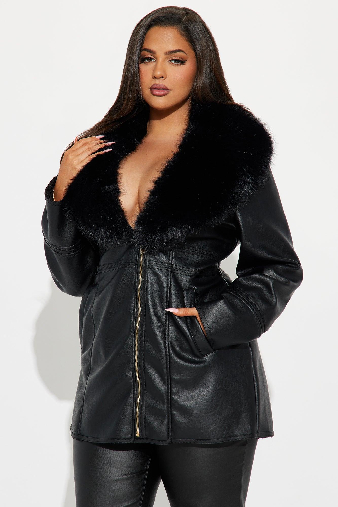 After Hour Faux Leather Coat - Black Product Image