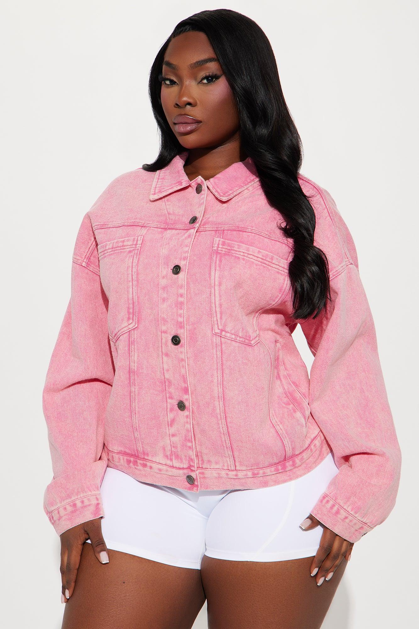 So Laid Back Washed Denim Jacket - Pink Product Image