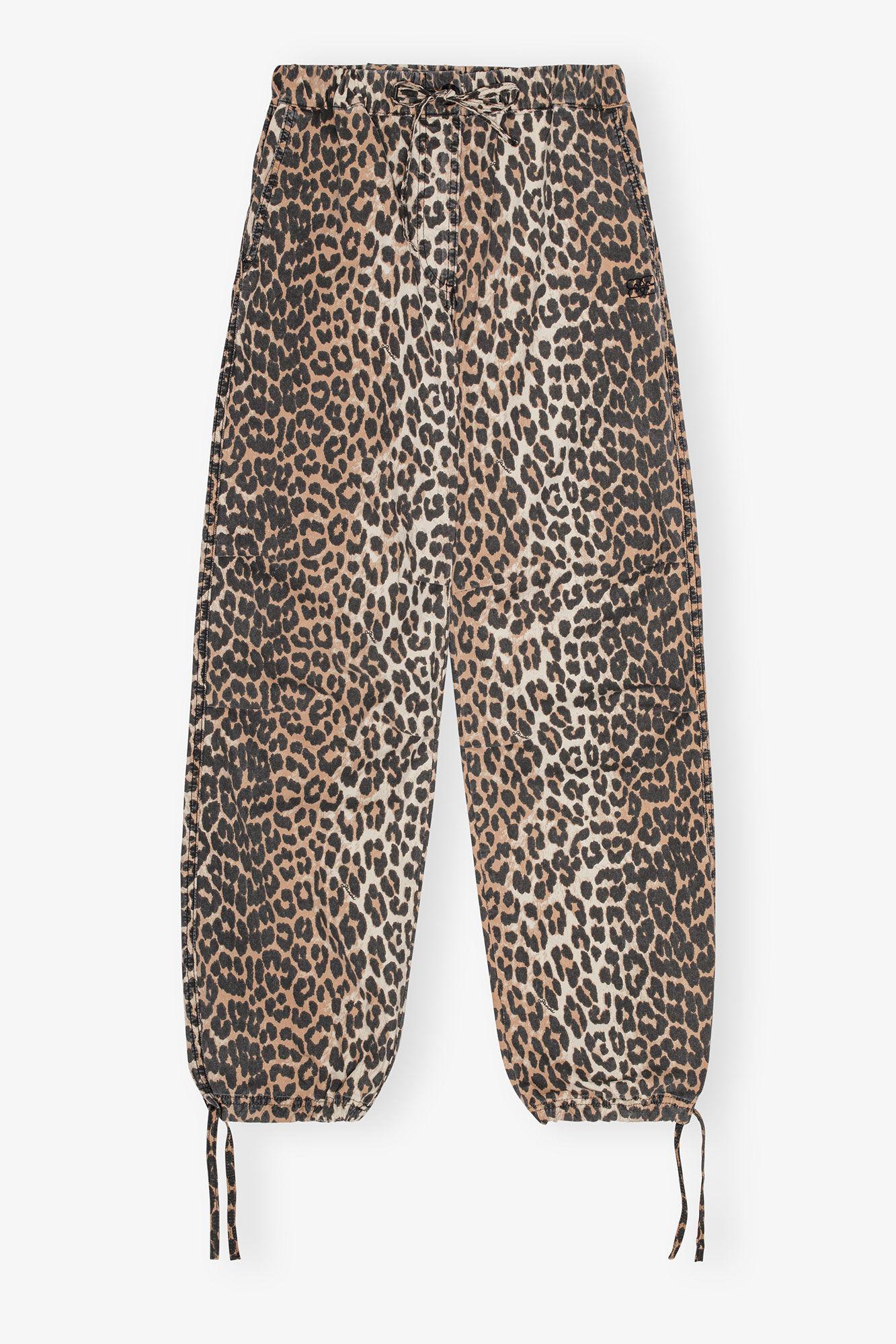 Leopard Washed Cotton Canvas Drawstring Pants Product Image