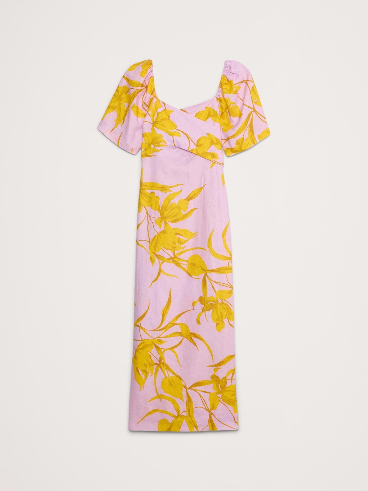 Linen Sweetheart Long Midi Dress Product Image