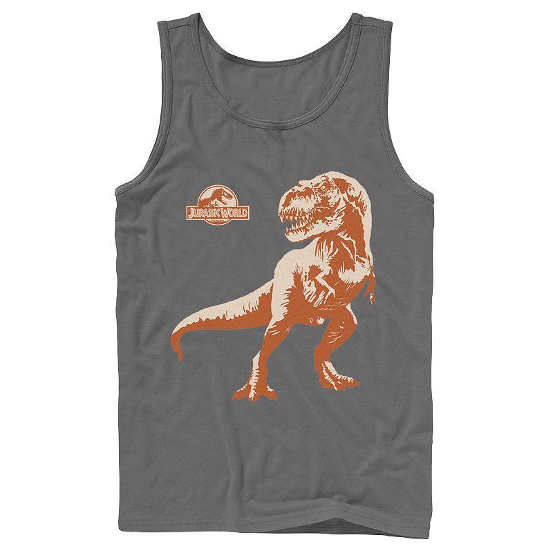 Men's Jurassic Park Orange Hue T-Rex Portrait Logo Tank Top,  Product Image