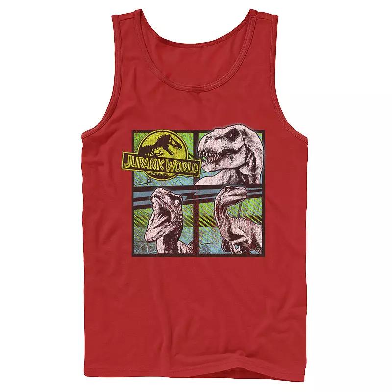 Men's Jurassic World Dinosaurs Group Of 3 Neon Graphic Tank Top,  Product Image