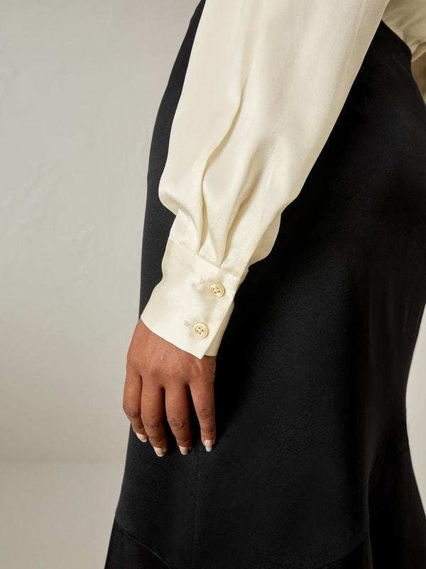 LILYSILK Women's Chic Silk Charmeuse One-Shoulder Party Top with Chain Lily White L Product Image