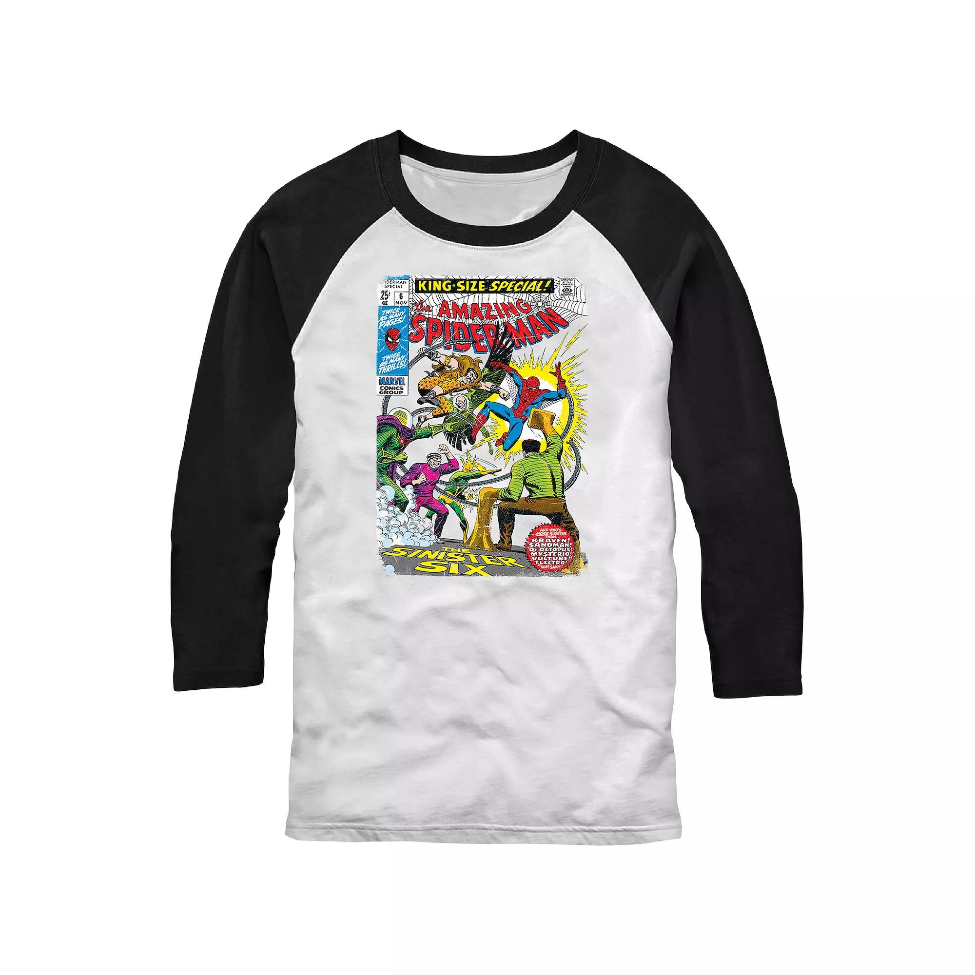 Men's Marvel Spider-Man Vs The Sinister Six Raglan Graphic Tee,  Product Image