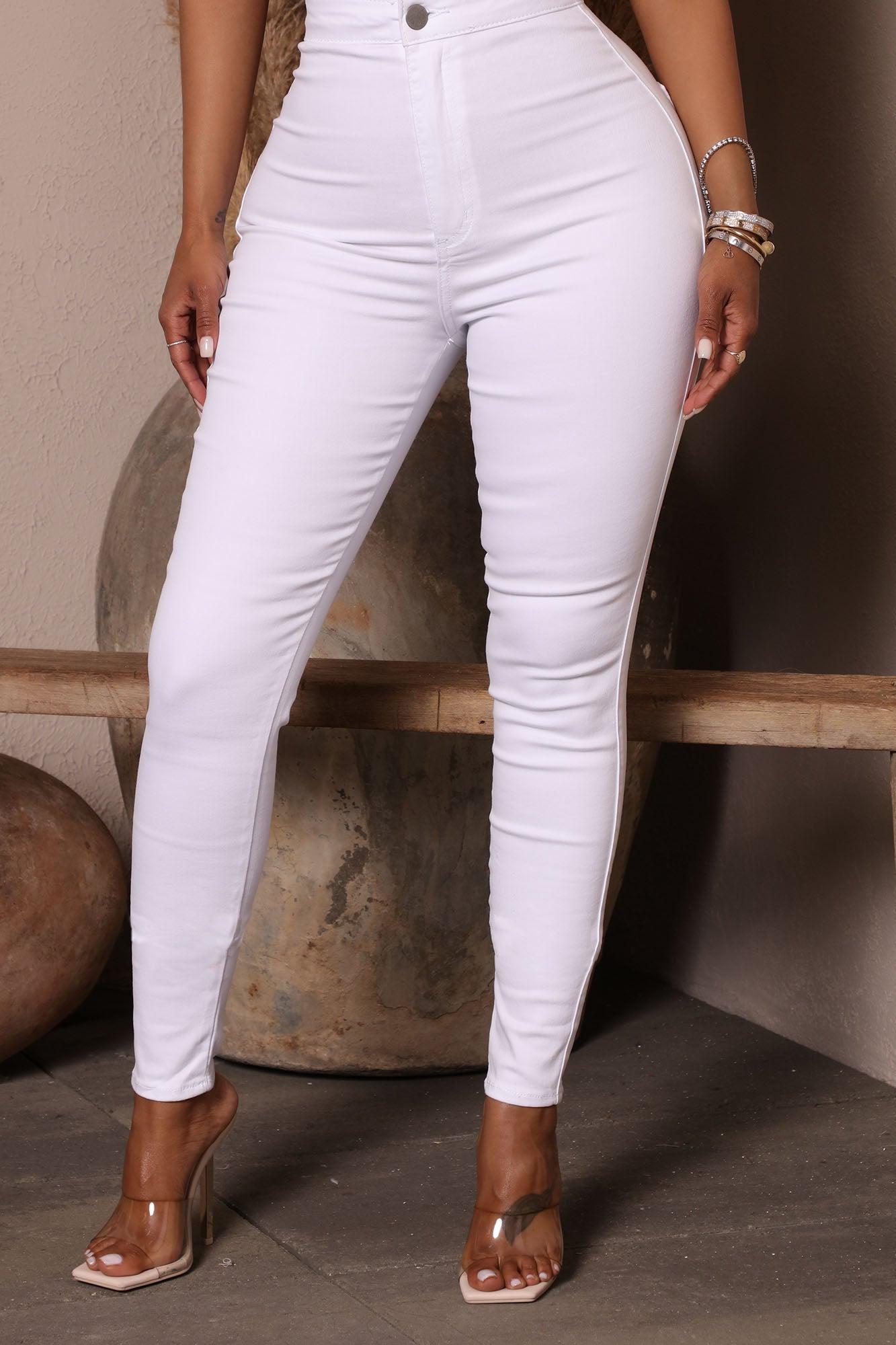 Luxe Ultra High Waist Skinny Jeans - White Product Image