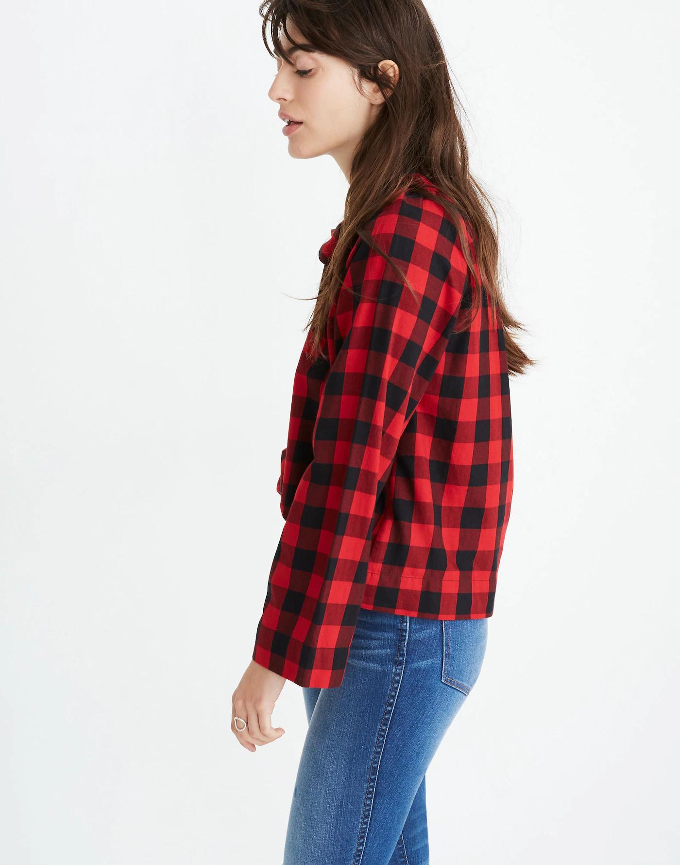 Tie-Neck Popover Shirt in Buffalo Check Product Image