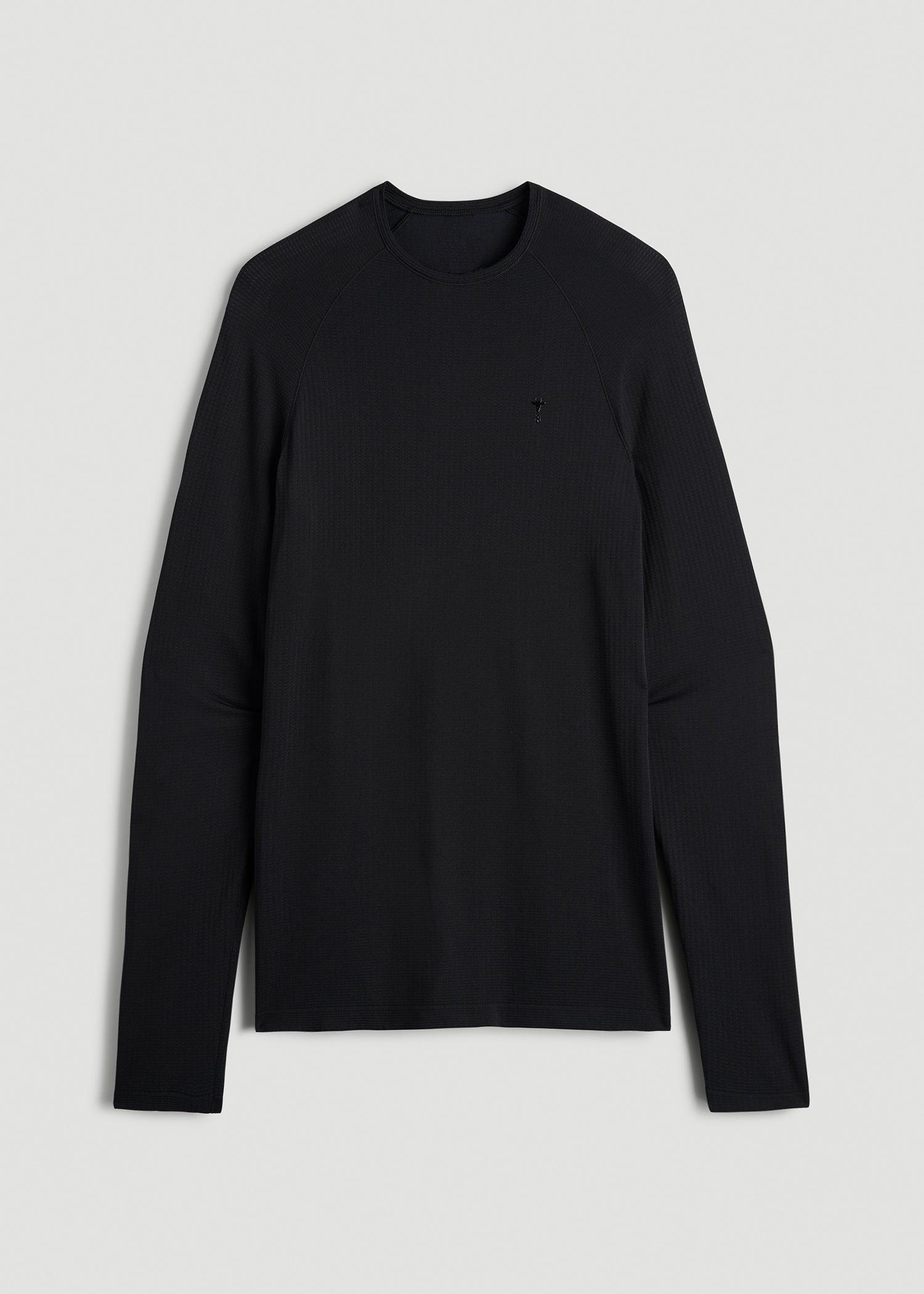 Long Sleeve Vented Training Top for Tall Men in Black Male Product Image