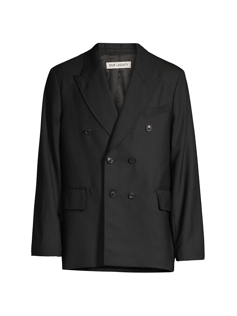 Mens Unstructured Double-Breasted Wool Blazer Product Image
