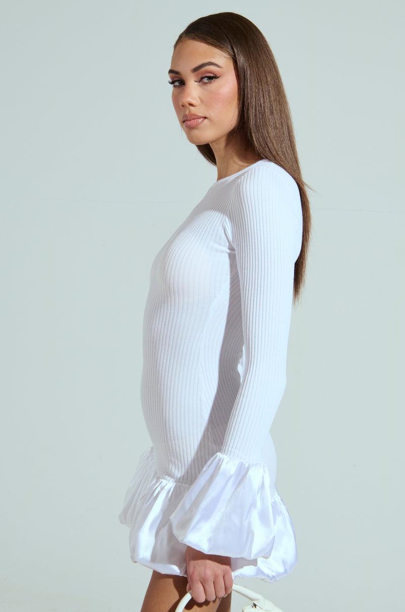 CAN'T MISS ME KNIT MINI DRESS IN WHITE Product Image