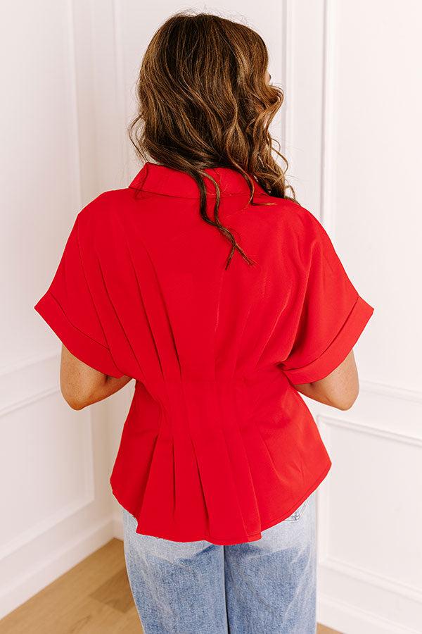 City Socialite Pleated Top In Red Product Image
