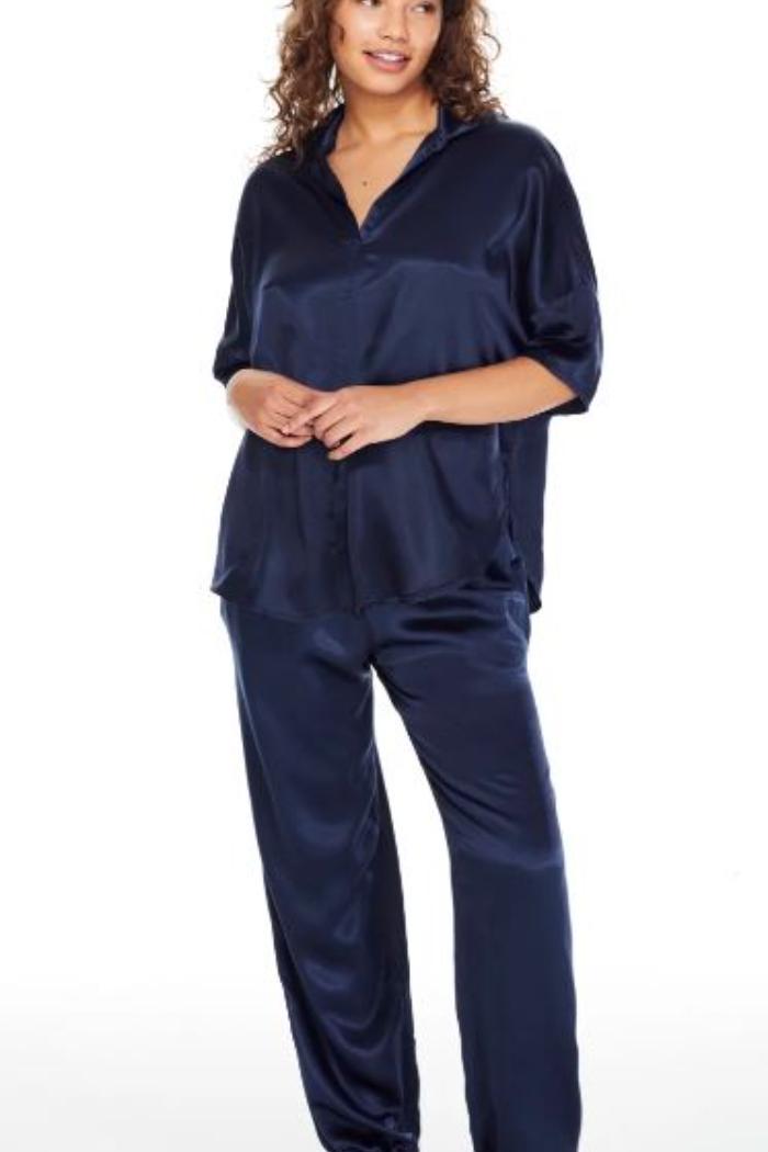 Fran Satin Top With Collar Product Image