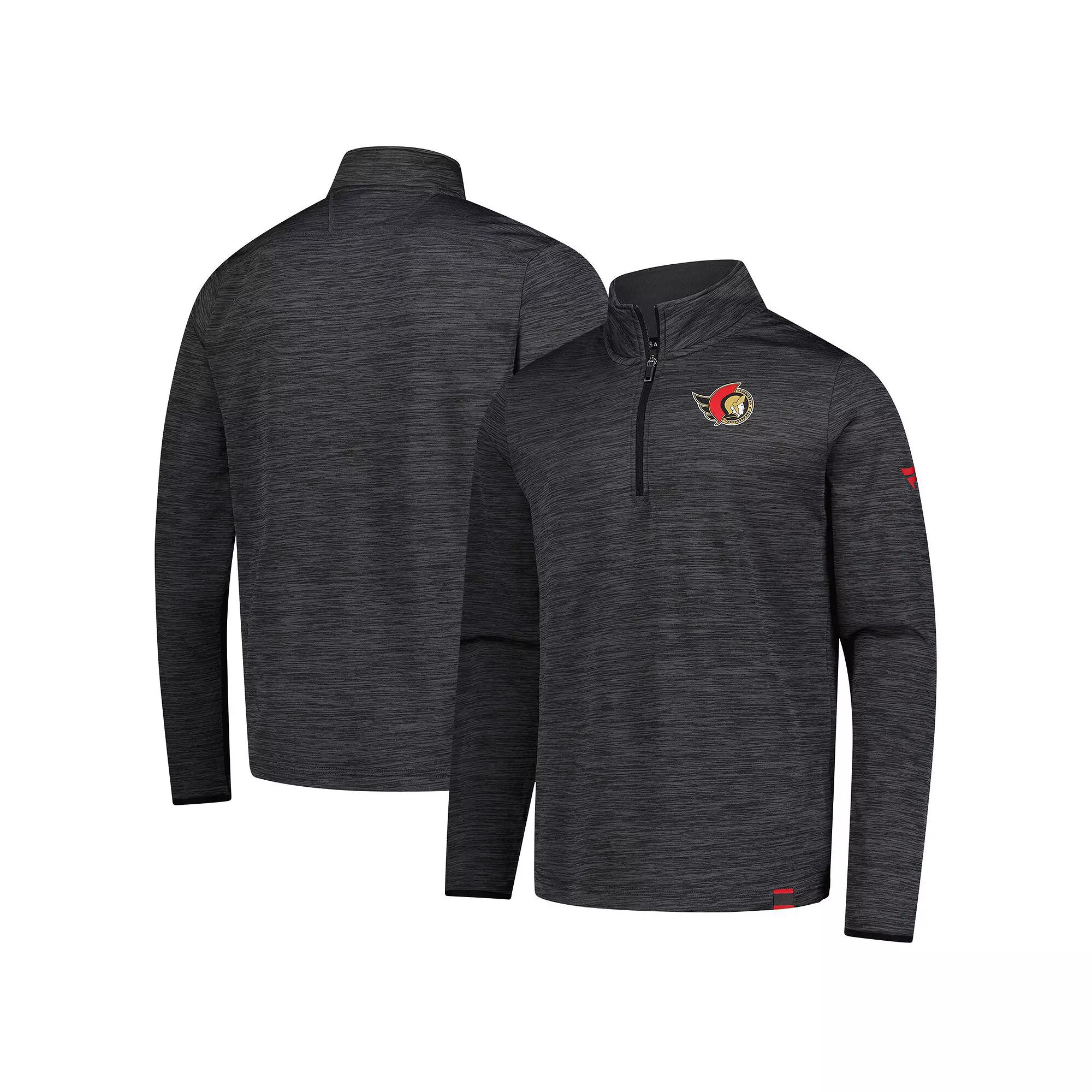 Men's Fanatics Heather Charcoal Ottawa Senators Authentic Pro Lightweight Quarter-Zip Pullover,  Product Image