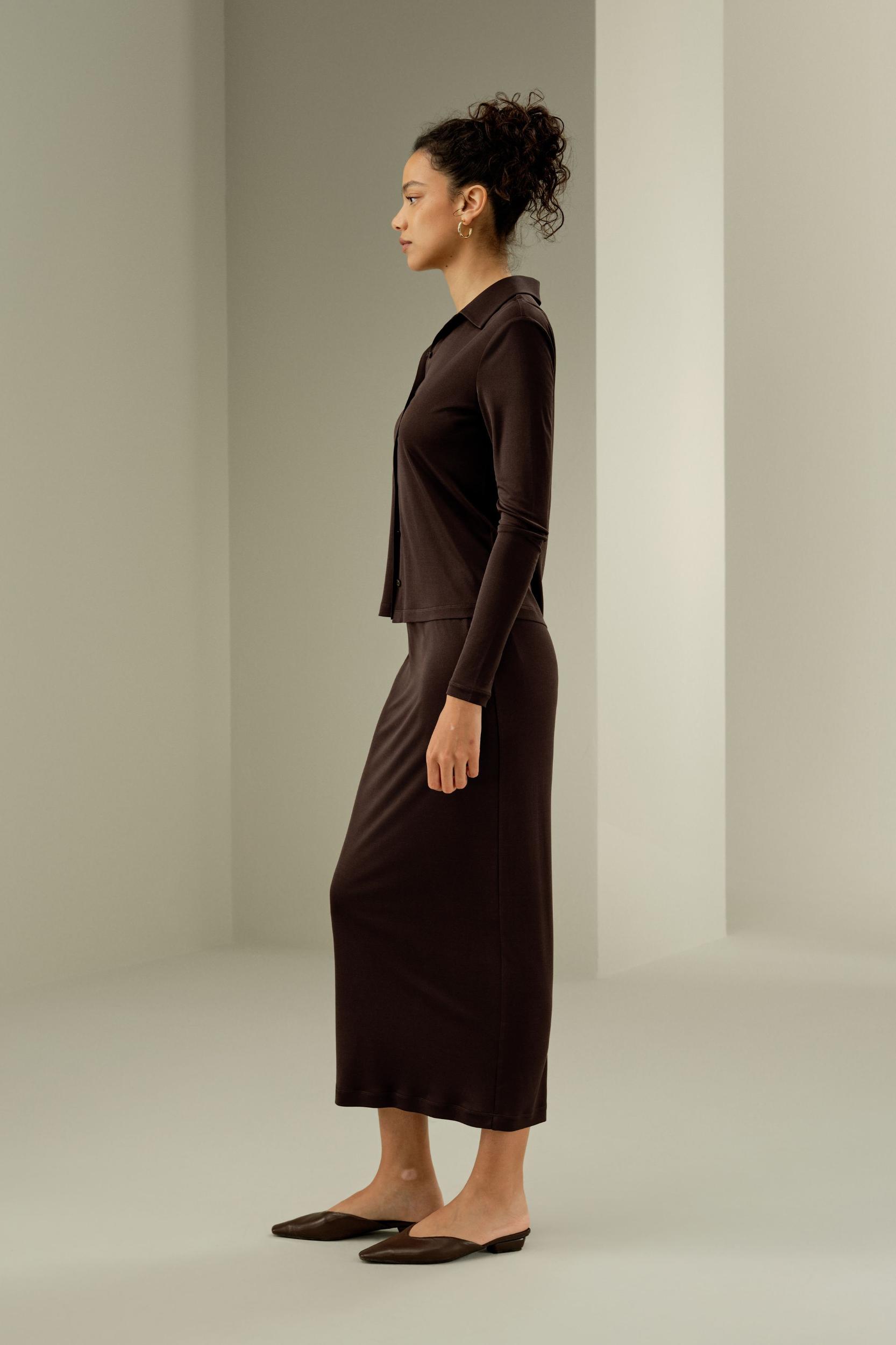 Basic Slim Silk Jersey Shirt Product Image