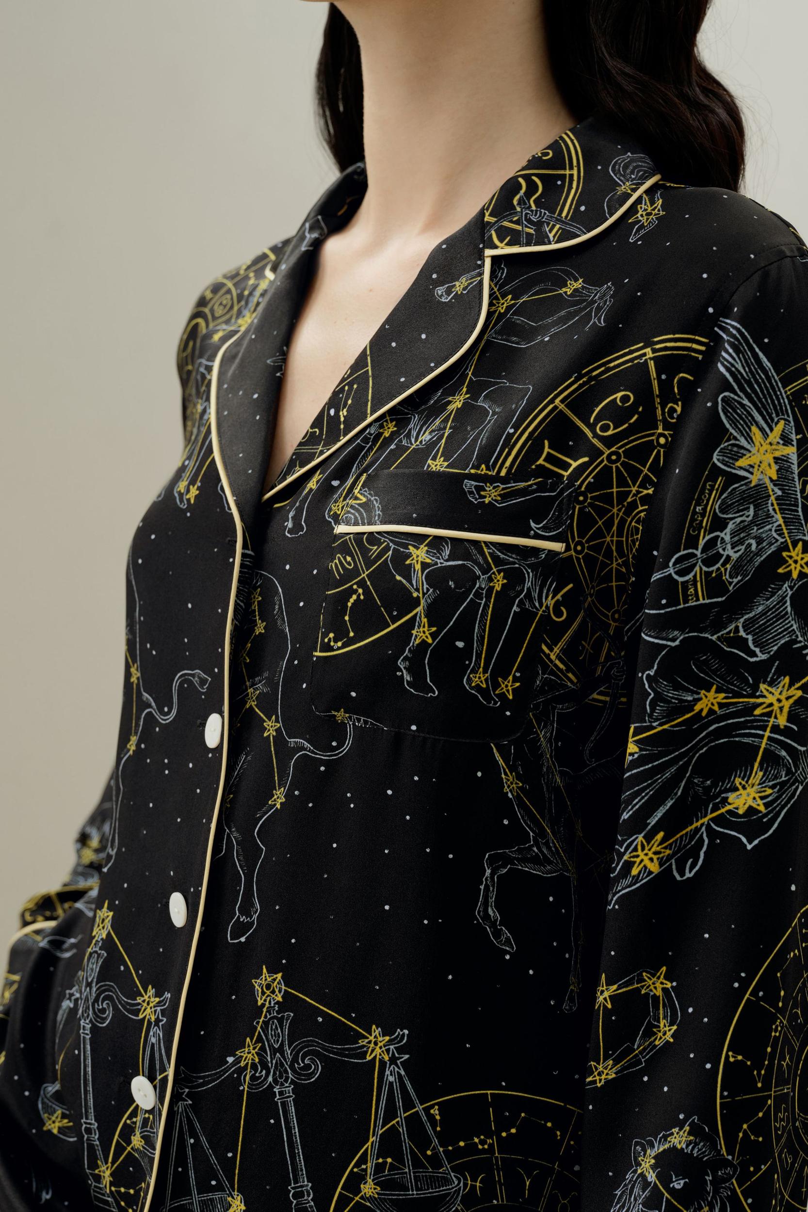 Virgo Zodiac Classic Silk Pajama Set Product Image