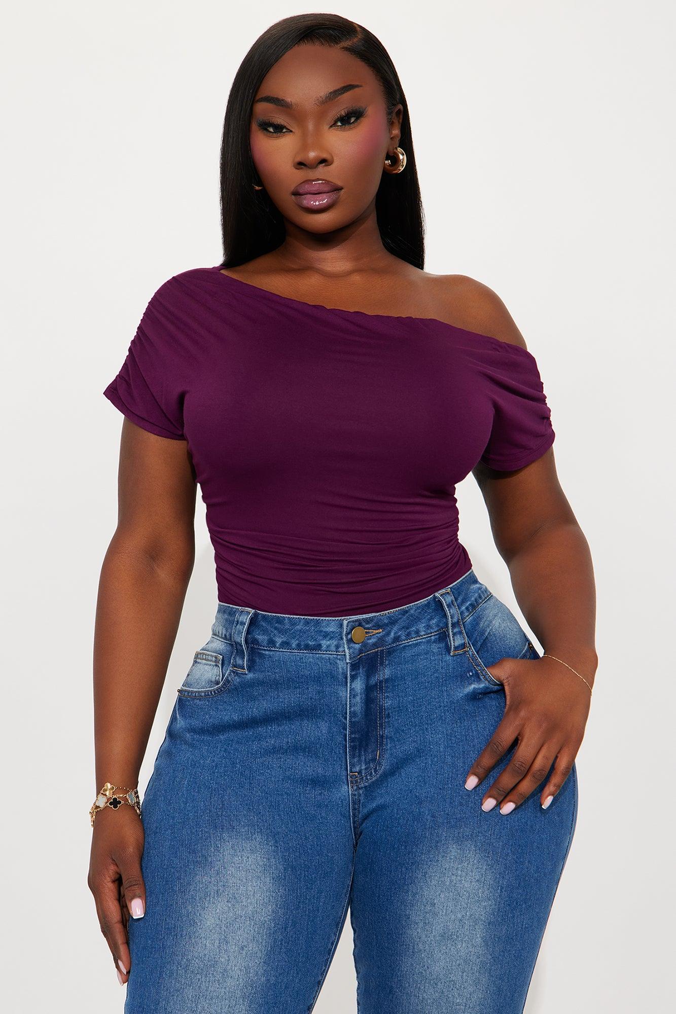 Oksana One Shoulder Bodysuit - Plum Female Product Image