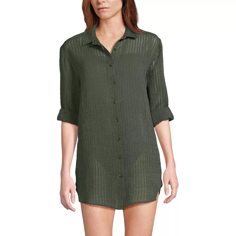 Women's Lands' End Rayon Rib Button Down Cover-Up,  Product Image