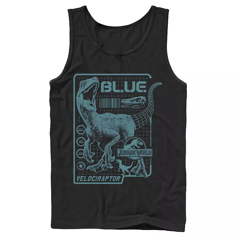 Men's Jurassic World Two Blue Raptor Schematic Tank Top,  Product Image