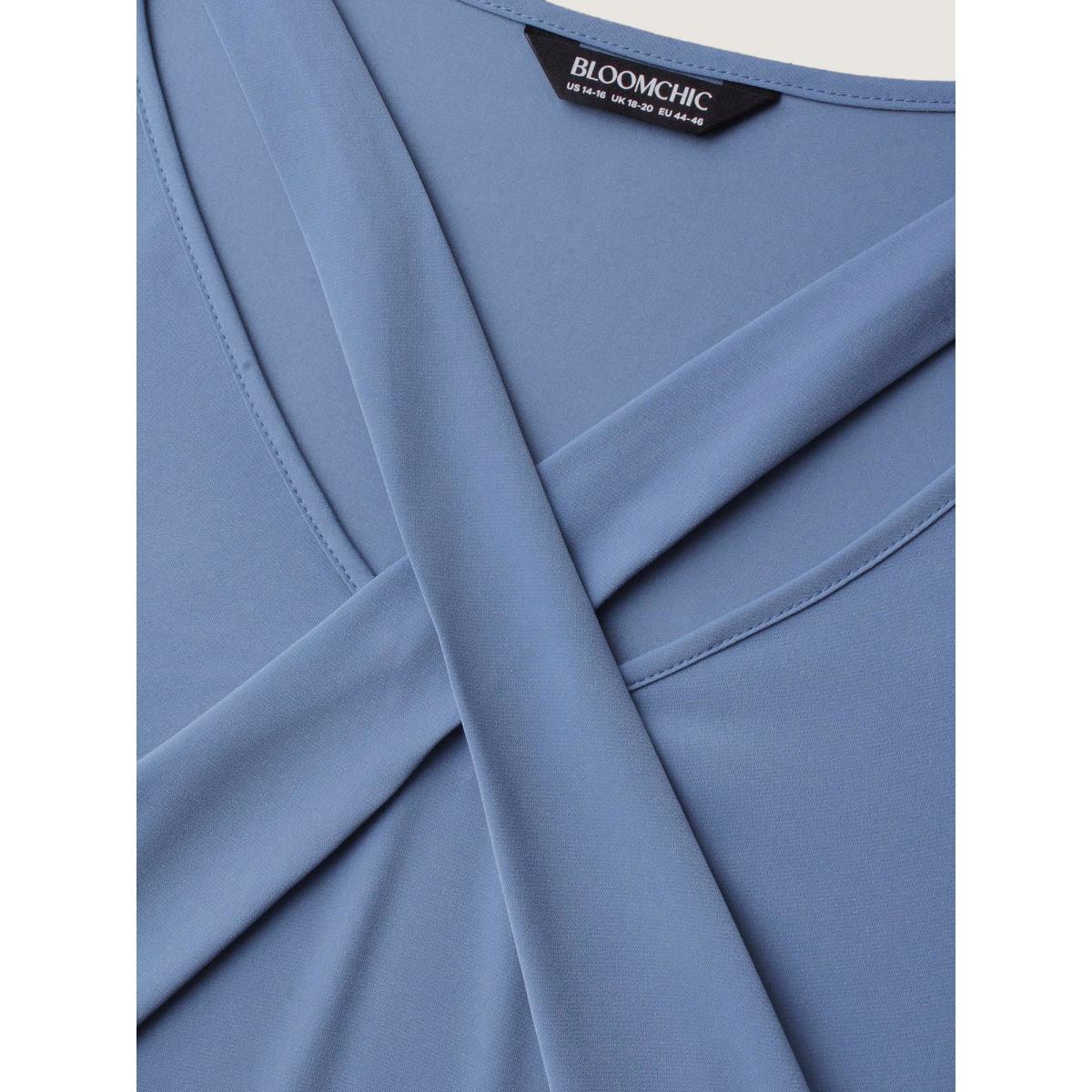 Plus Size Stone Criss Cross Neckline Puff Sleeve Gathered Blouse Women Timeless Long Sleeve Asymmetrical Neck Elegant Blouses BloomChic 14-16/1X Product Image