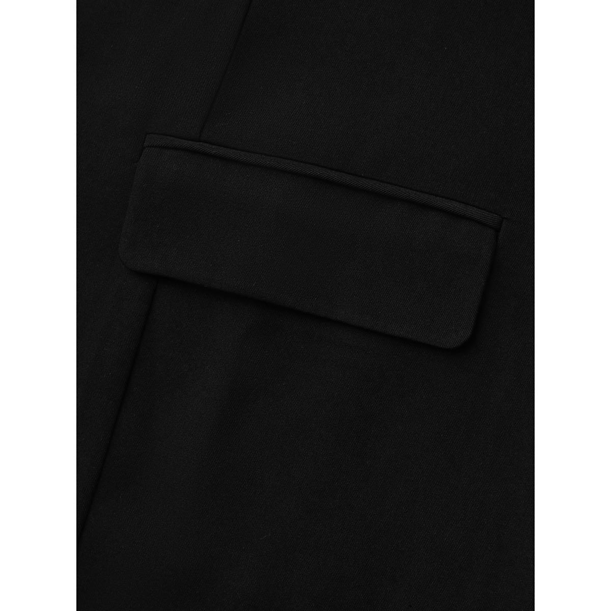 Plus Size Contrast Sleeve Pockets Solid Blazer Black Women Elegant Plain Contrast Sleeve Extra Long Sleeve Suit Collar 26/4X Open pocket with flap Timeless Blazers BloomChic Product Image