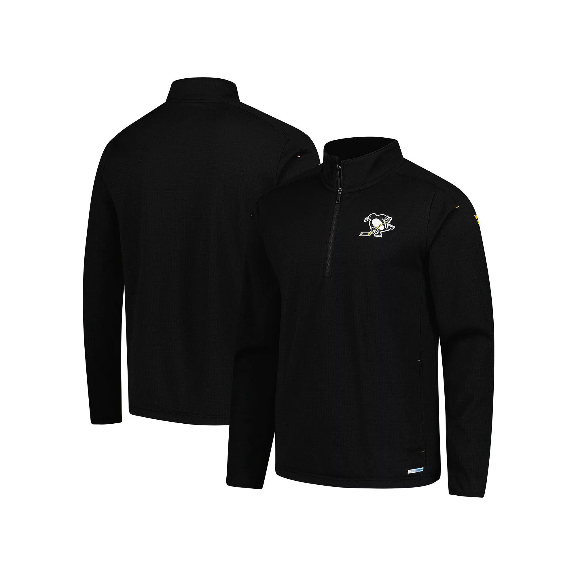 Men's Fanatics  Black Pittsburgh Penguins Authentic Pro Fleece Quarter-Zip Jacket, Size: Medium Product Image