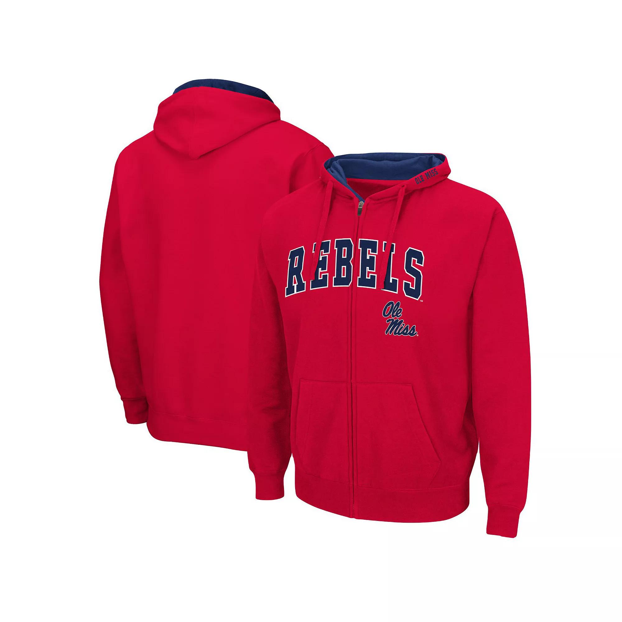 Men's Colosseum Red Ole Miss Rebels Arch & Logo 3.0 Full-Zip Hoodie,  Product Image