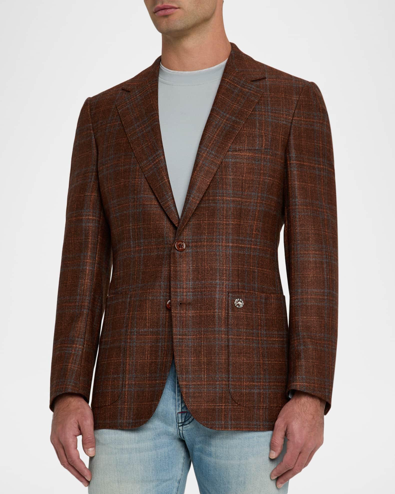 Men's Multi-Plaid Notch Lapel Sport Coat Product Image
