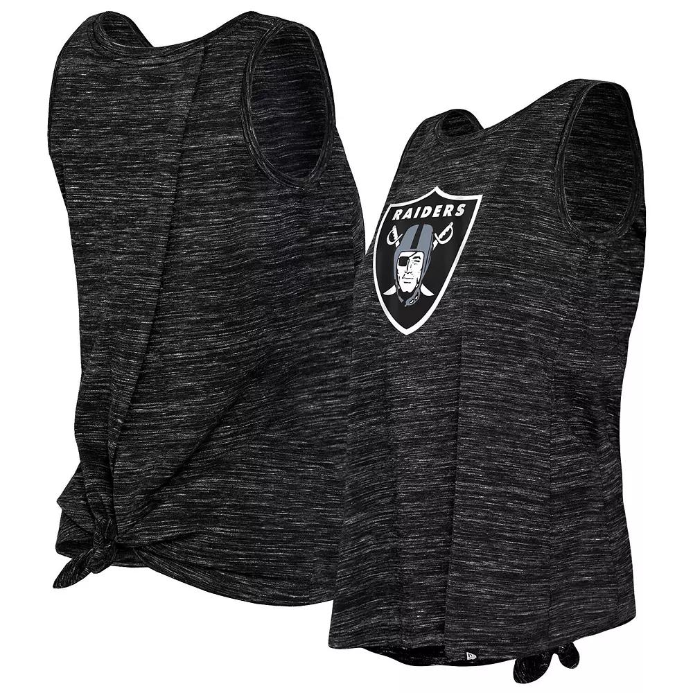 Women's New Era Black Las Vegas Raiders Space Dye Tie-Back Tank Top,  Product Image