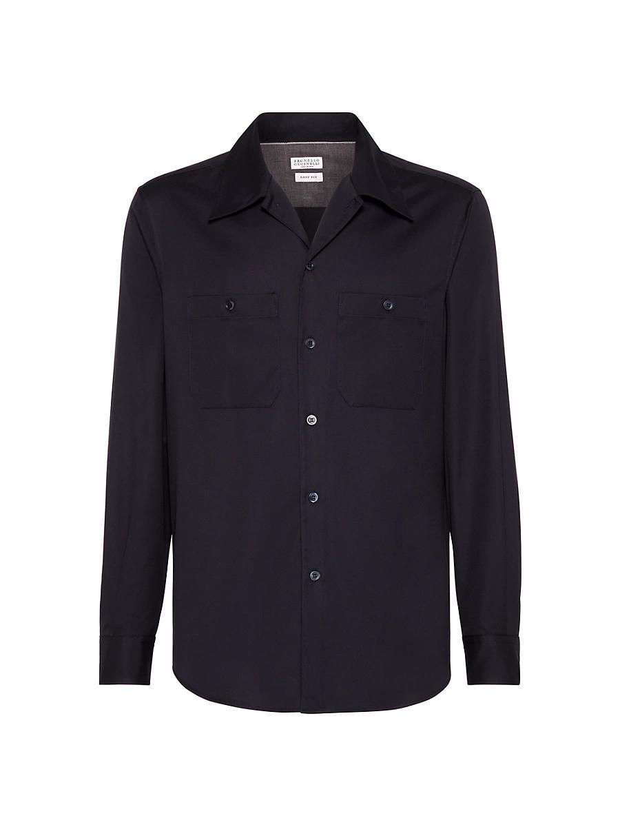 Mens Garment Dyed Easy Fit Shirt in Twill with Chest Pockets Product Image