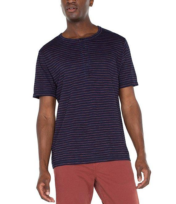 Liverpool Los Angeles Short Sleeve Striped Mesh T-Shirt Product Image