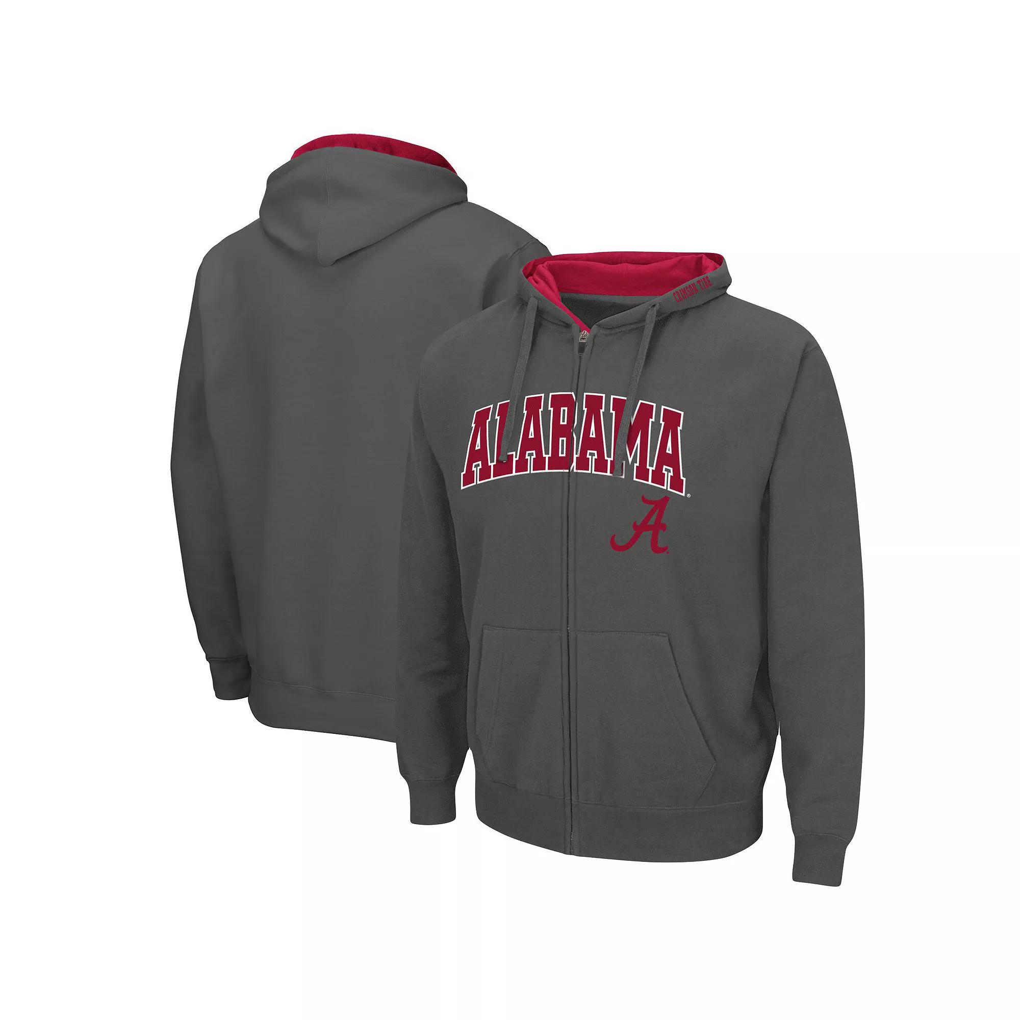 Men's Colosseum Charcoal Alabama Crimson Tide Arch & Logo 3.0 Full-Zip Hoodie,  Product Image