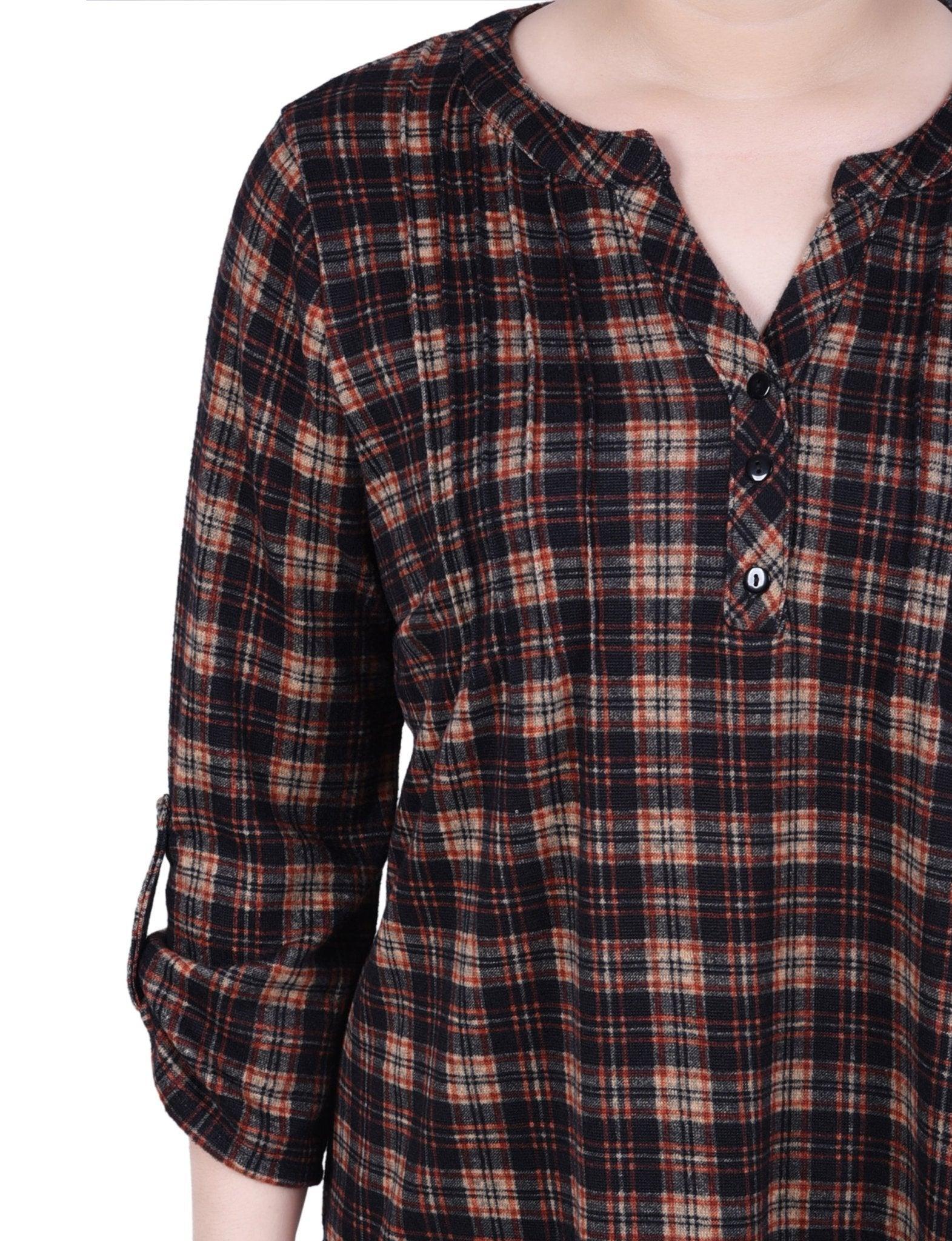 3/4 Length Roll Sleeve Top - Petite Product Image
