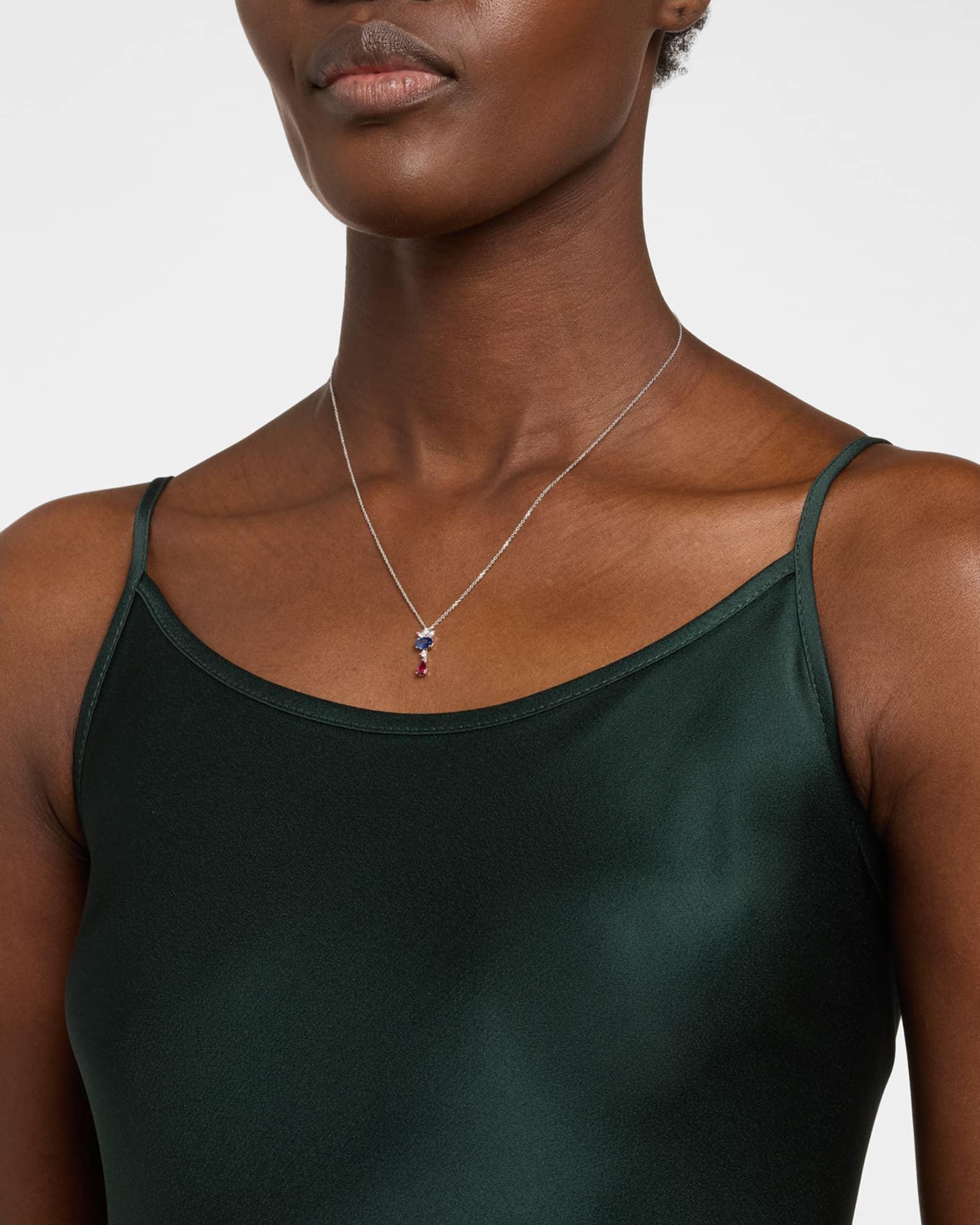 18K White Gold Tricolor Necklace with Diamonds Product Image