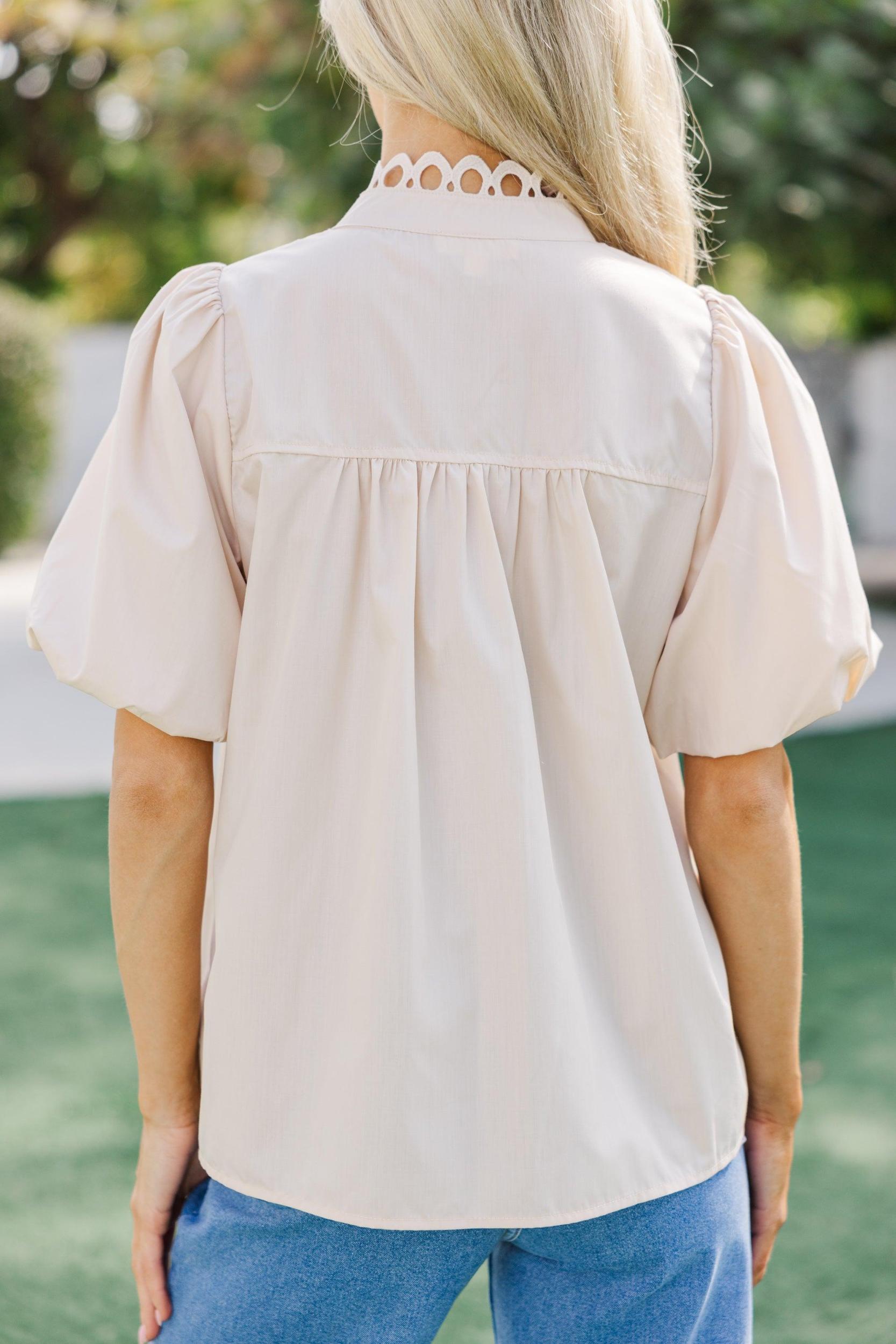 Now Is The Time Ecru Crochet Blouse Female Product Image