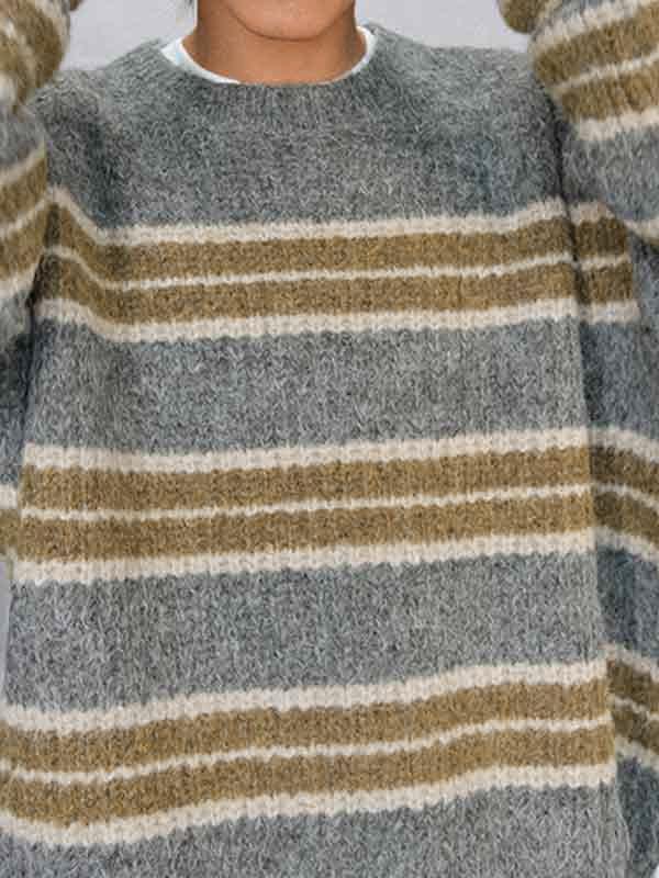 Men's Contrast Color Stripe Cozy Knit Sweatshirt Product Image