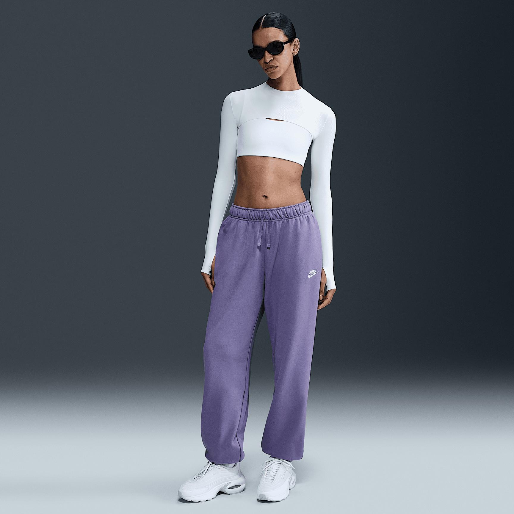 Womens Nike Sportswear Club Fleece Mid-Rise Oversized Sweatpants Product Image