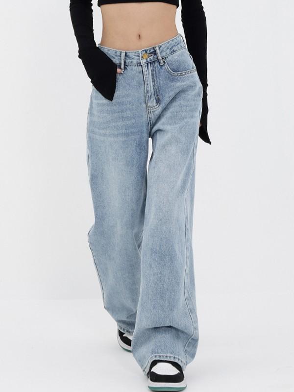 Back Embroidered Baggy Boyfriend Jeans Product Image