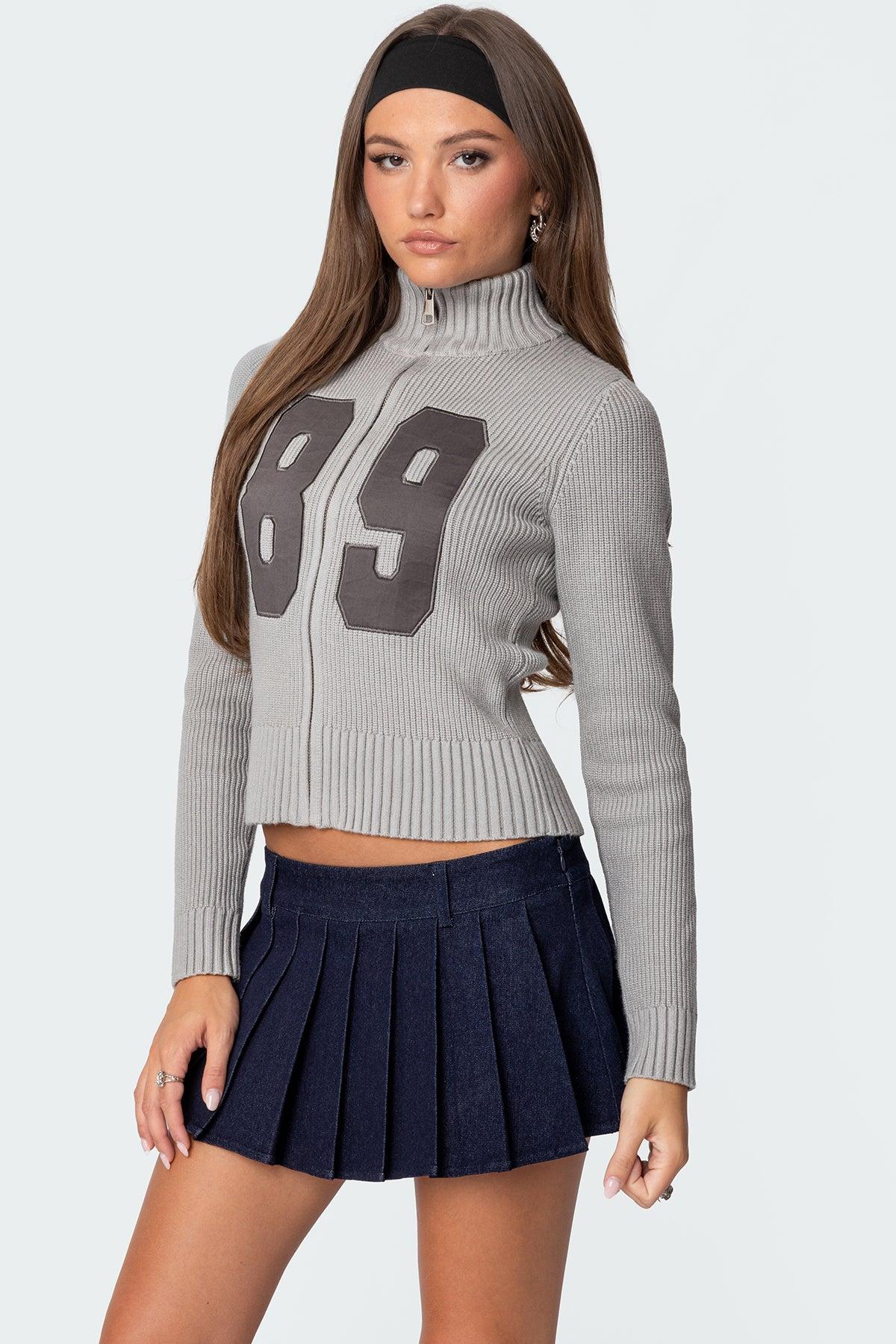 89 High Neck Zip Up Cardigan Product Image