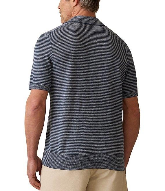 Faherty Linen Short Sleeve Sweater Knit Polo Shirt Product Image