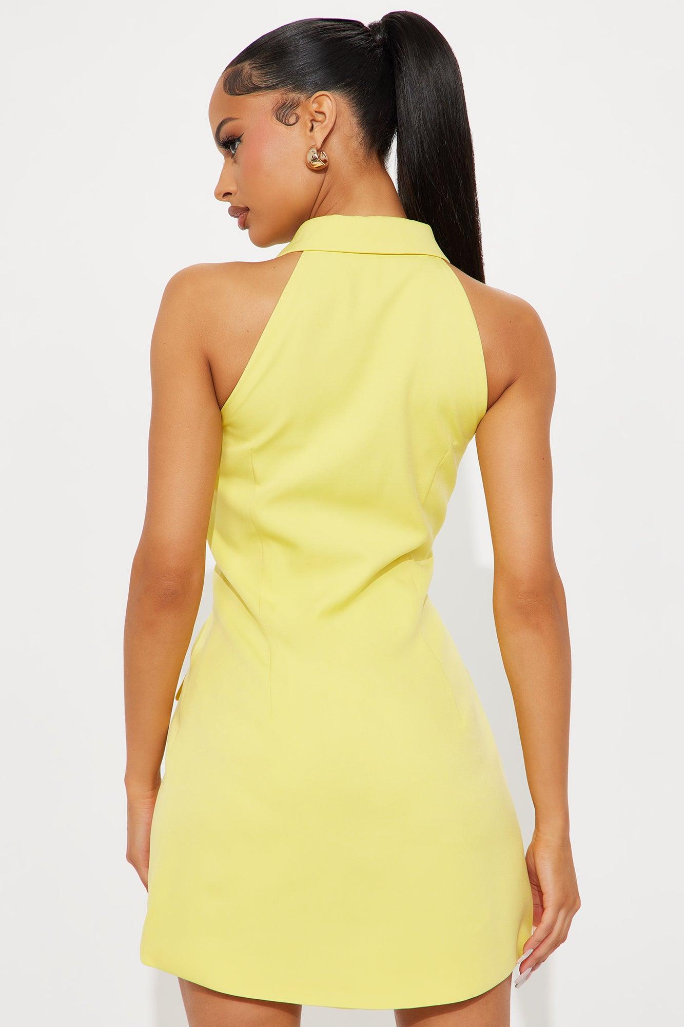 Center Of Attention Blazer Mini Dress - Yellow Female Product Image