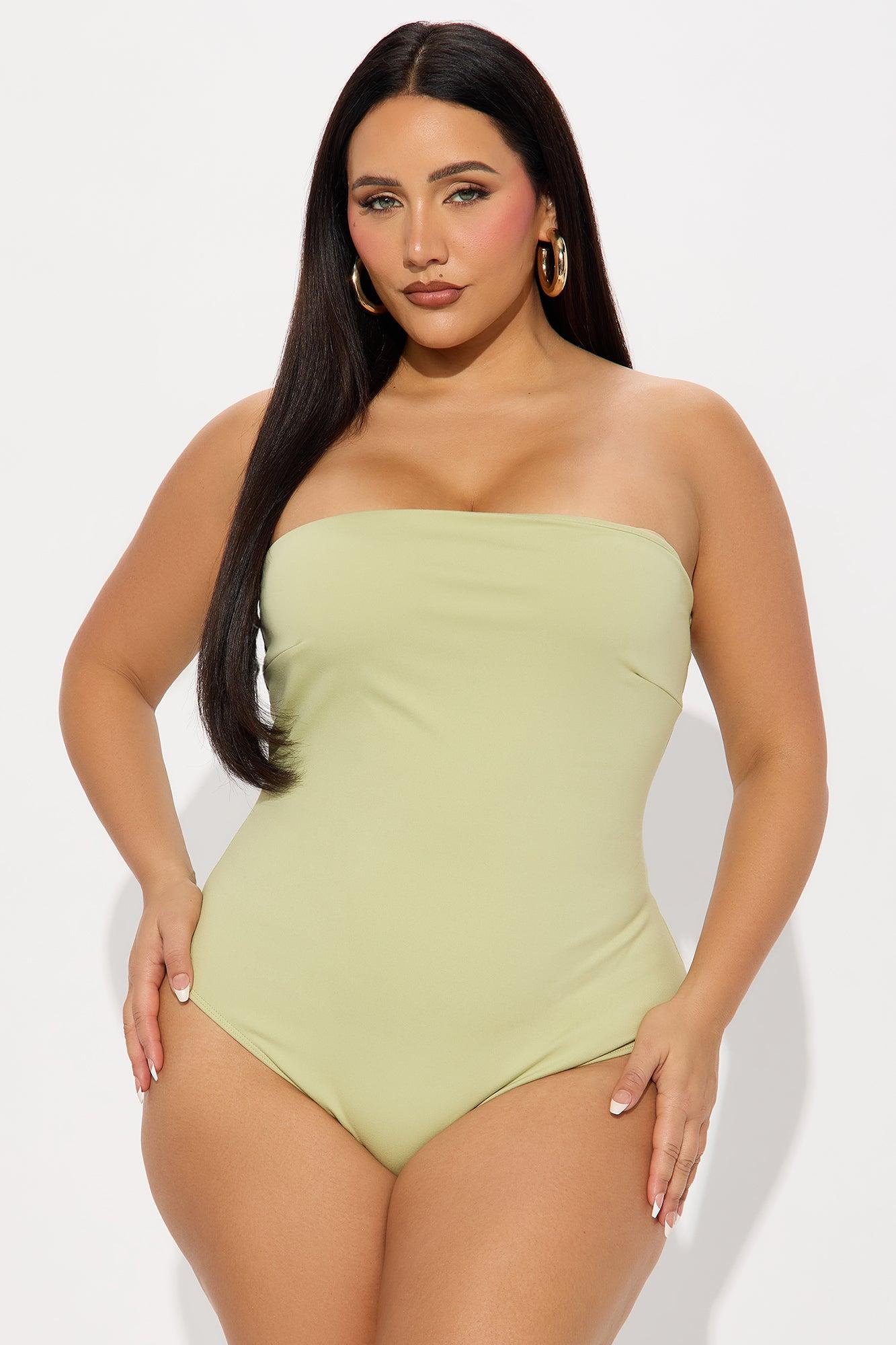 Alli Double Lined  Strapless Bodysuit - Sage Female Product Image