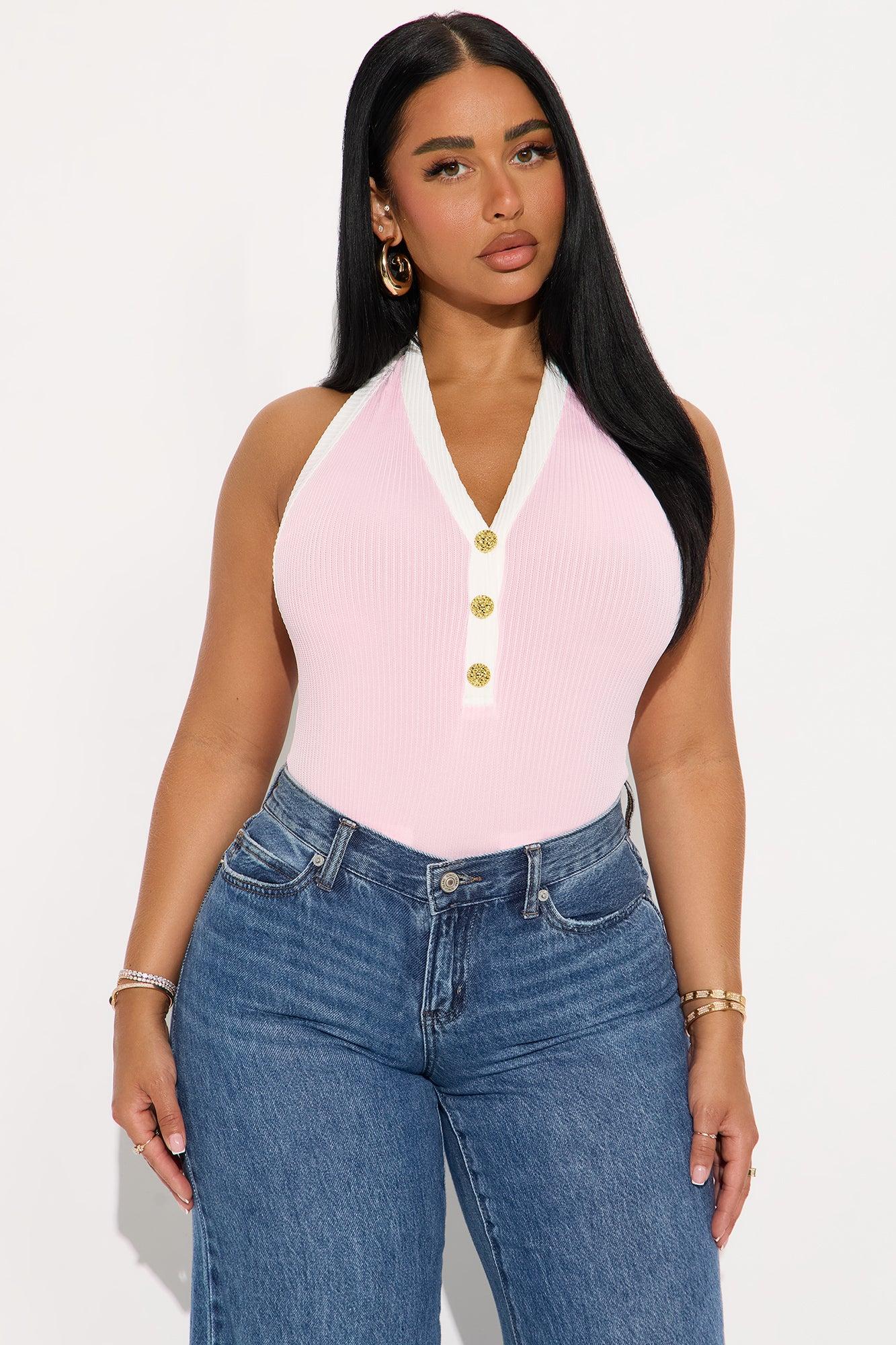 High Class Contrast Bodysuit - Pink/combo Female Product Image