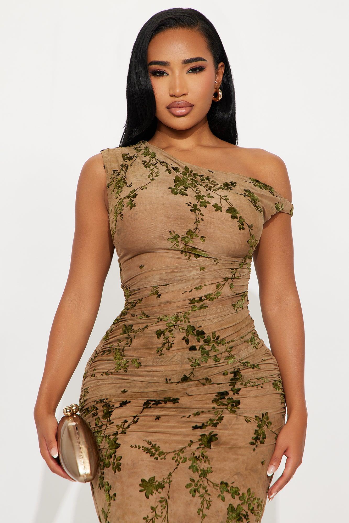 Davina Mesh Maxi Dress - Green/combo Female Product Image