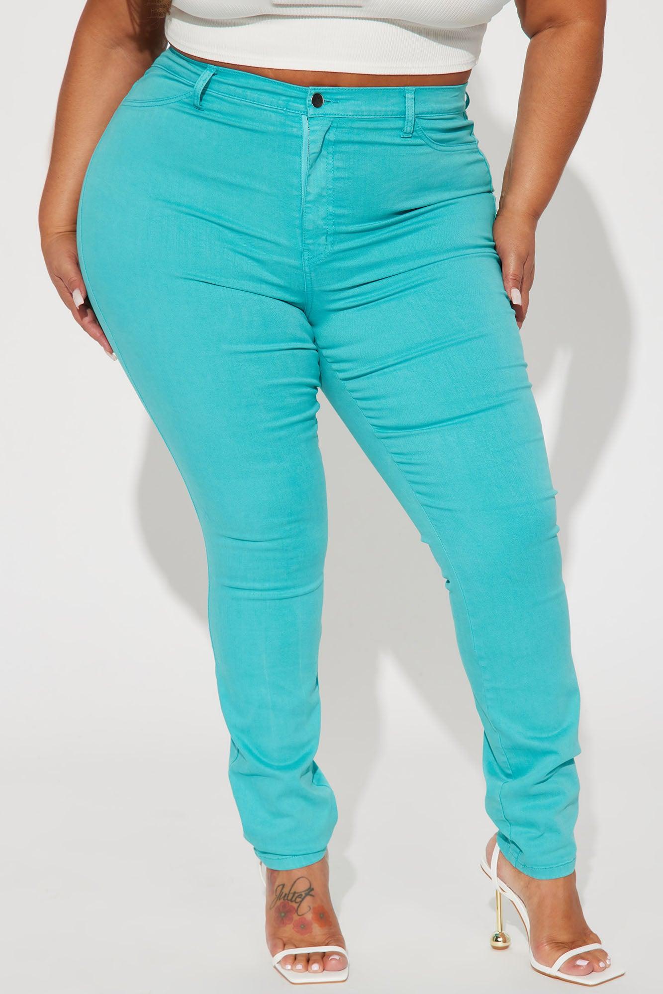 Classic Color High Waist Skinny Jeans - Aqua Product Image