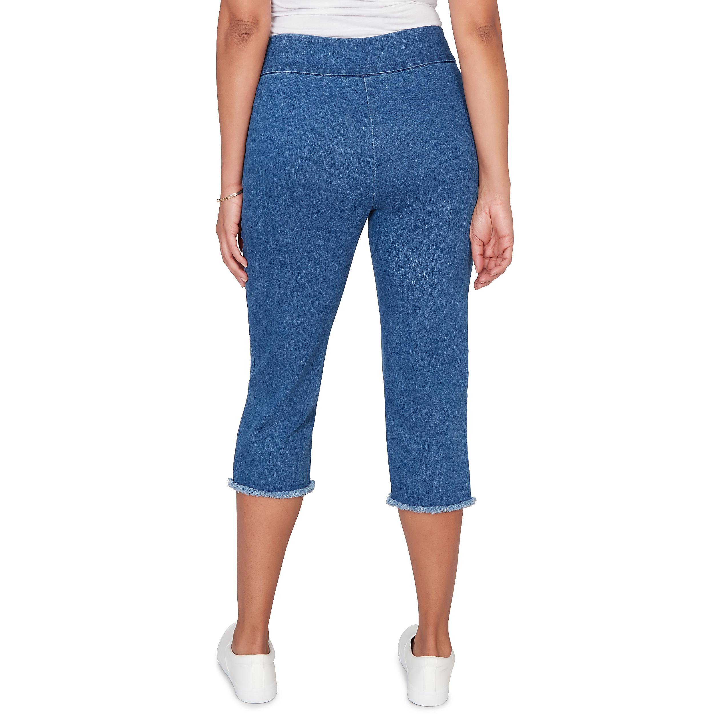 Alfred Dunner Super Stretch Denim Fringe Capri Pant- Petite Product Image
