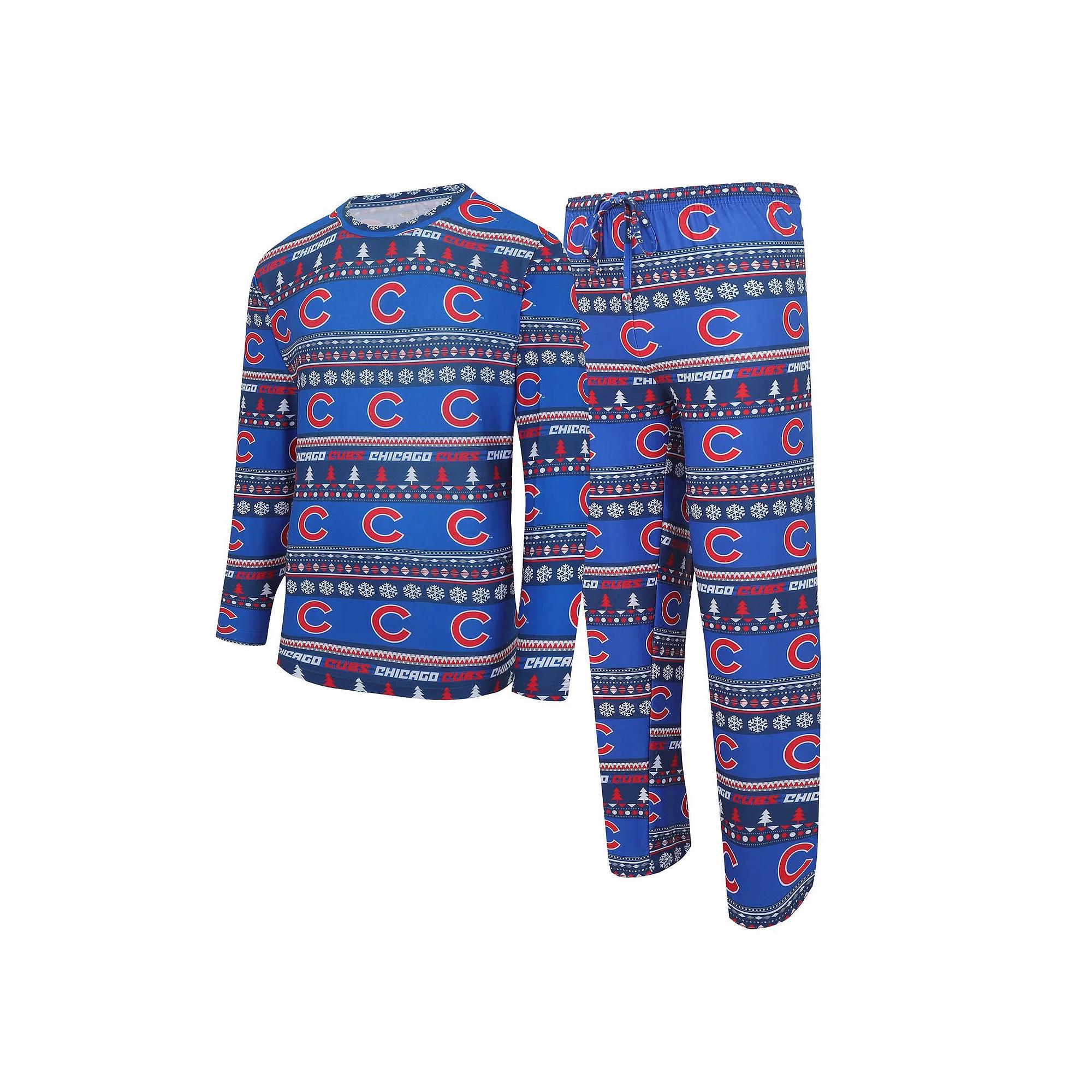 Men's Concepts Sport Royal Chicago Cubs Knit Ugly Sweater Long Sleeve Top & Pants Set,  Product Image