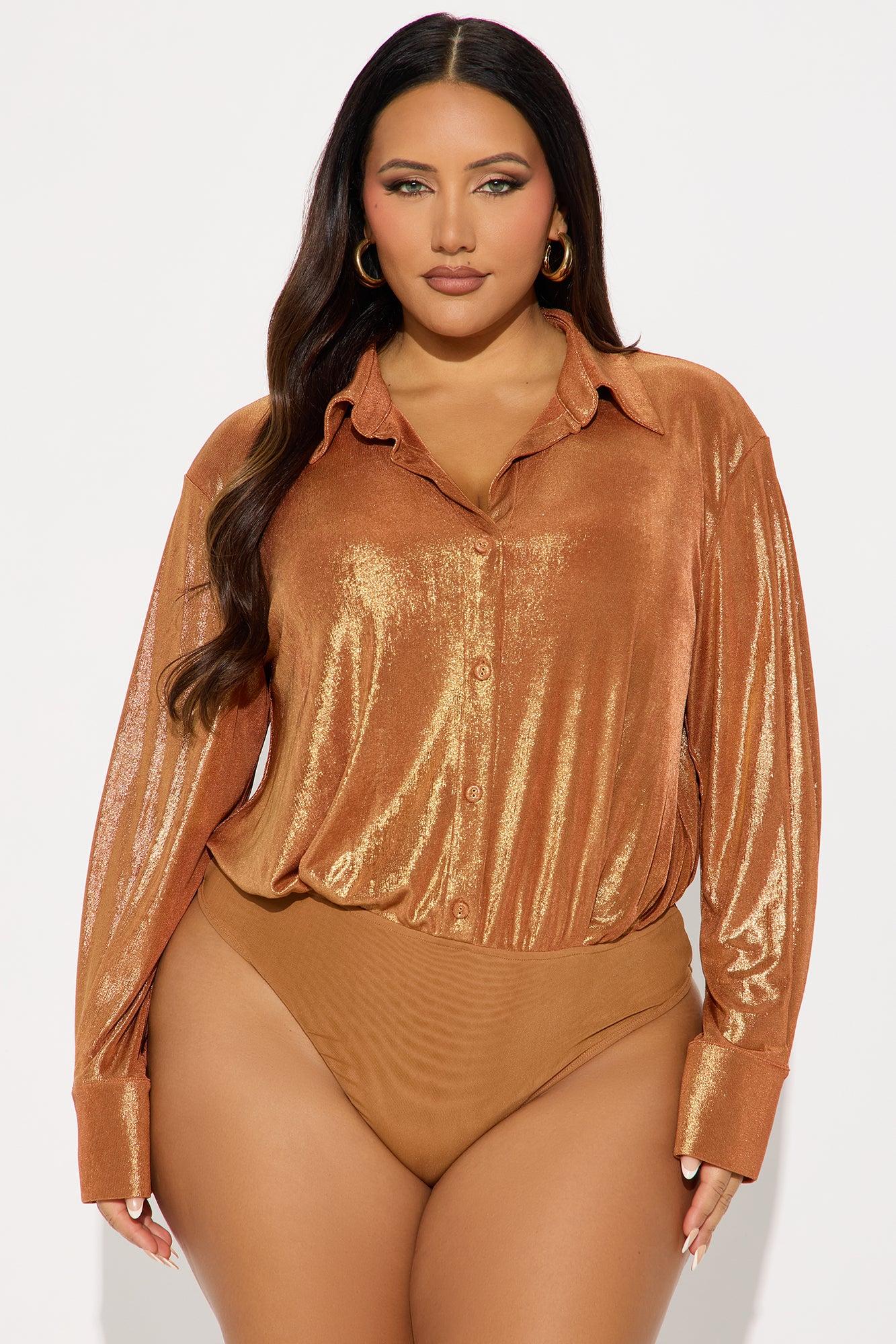 Stella Metallic Knit Bodysuit Pant Set - Copper Female Product Image