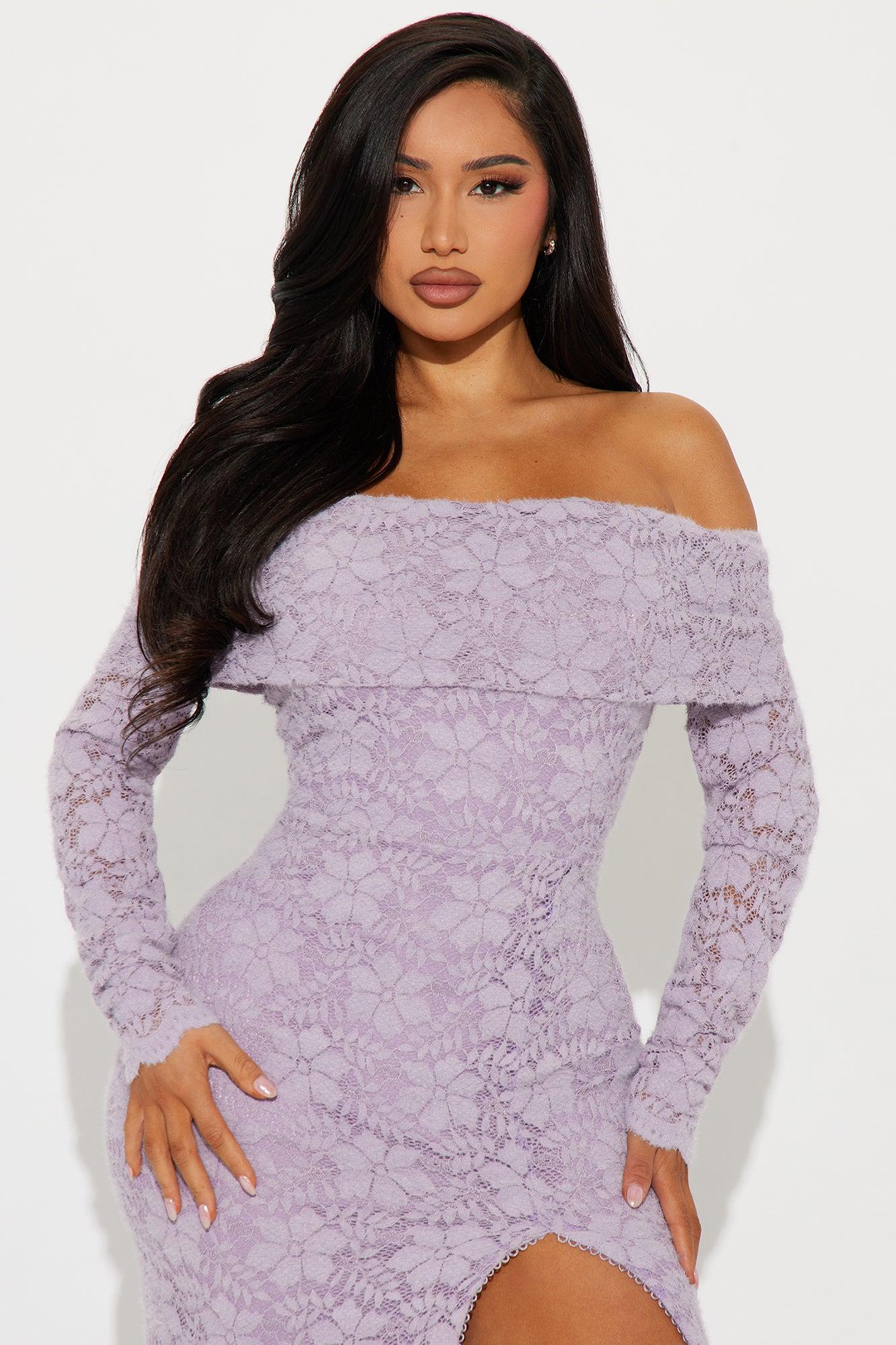 Brooklyn Off Shoulder Maxi Dress - Lavender Product Image
