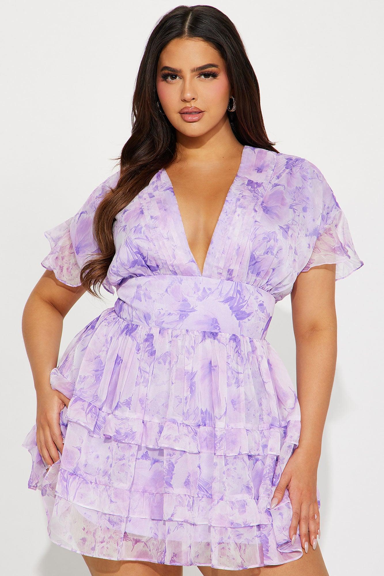 Sierra Chiffon Mini Dress - Lavender Product Image
