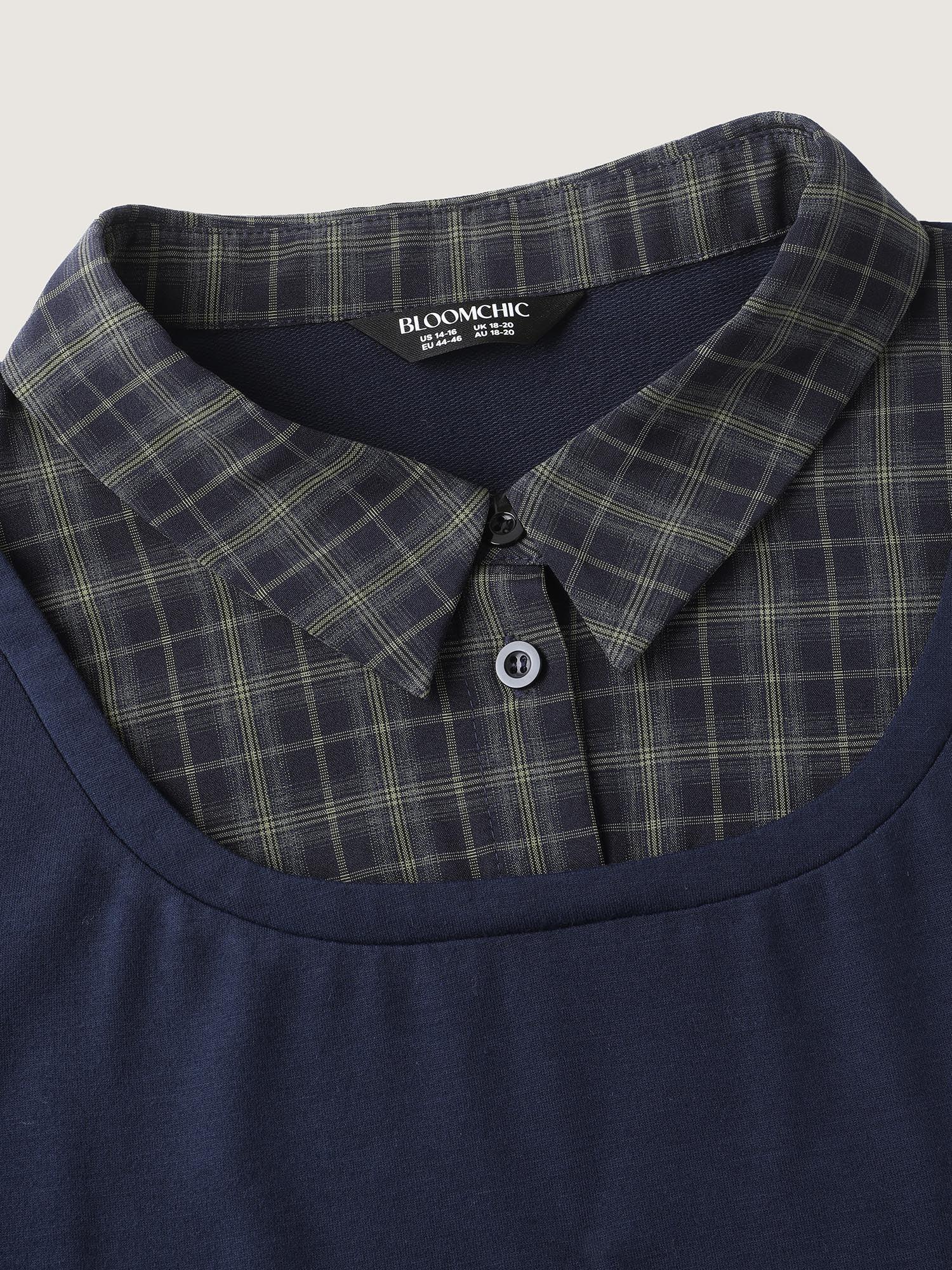 2-in-1 A-line Plaid Sweater Shirt Top Female Product Image