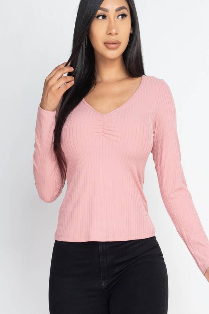 Ruched Chest detail Ribbed Product Image